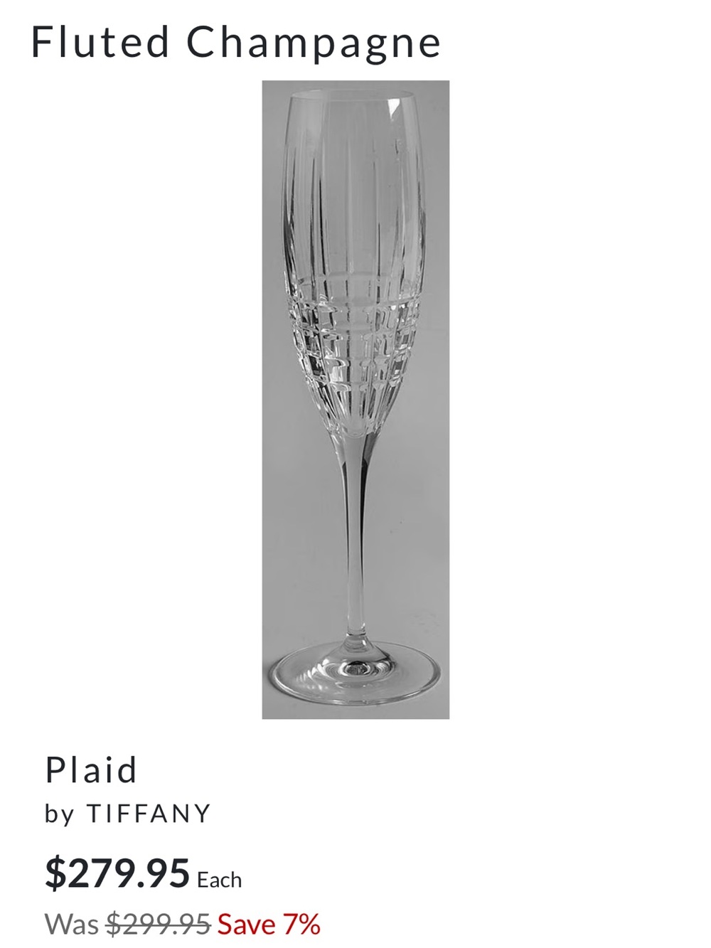 Tiffany and Co. Plaid Glass Champagne Flute - single - Picture 2 of 3